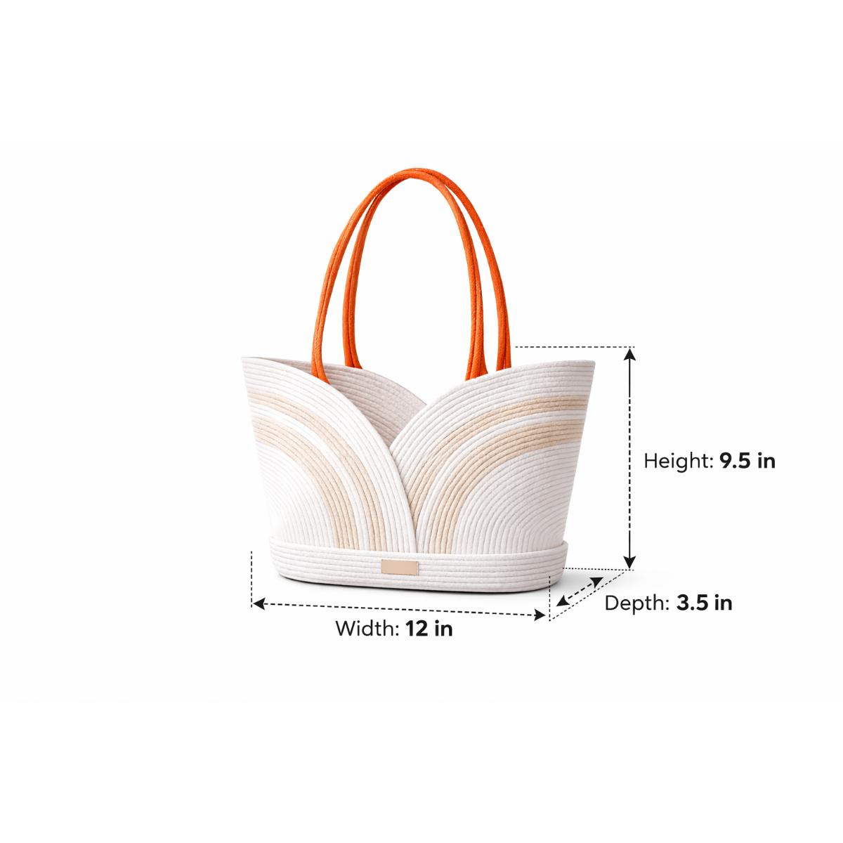 Rudra Kraft Handcrafted Rainbow Rope Tote Bag – Green & White Tones - Image 3