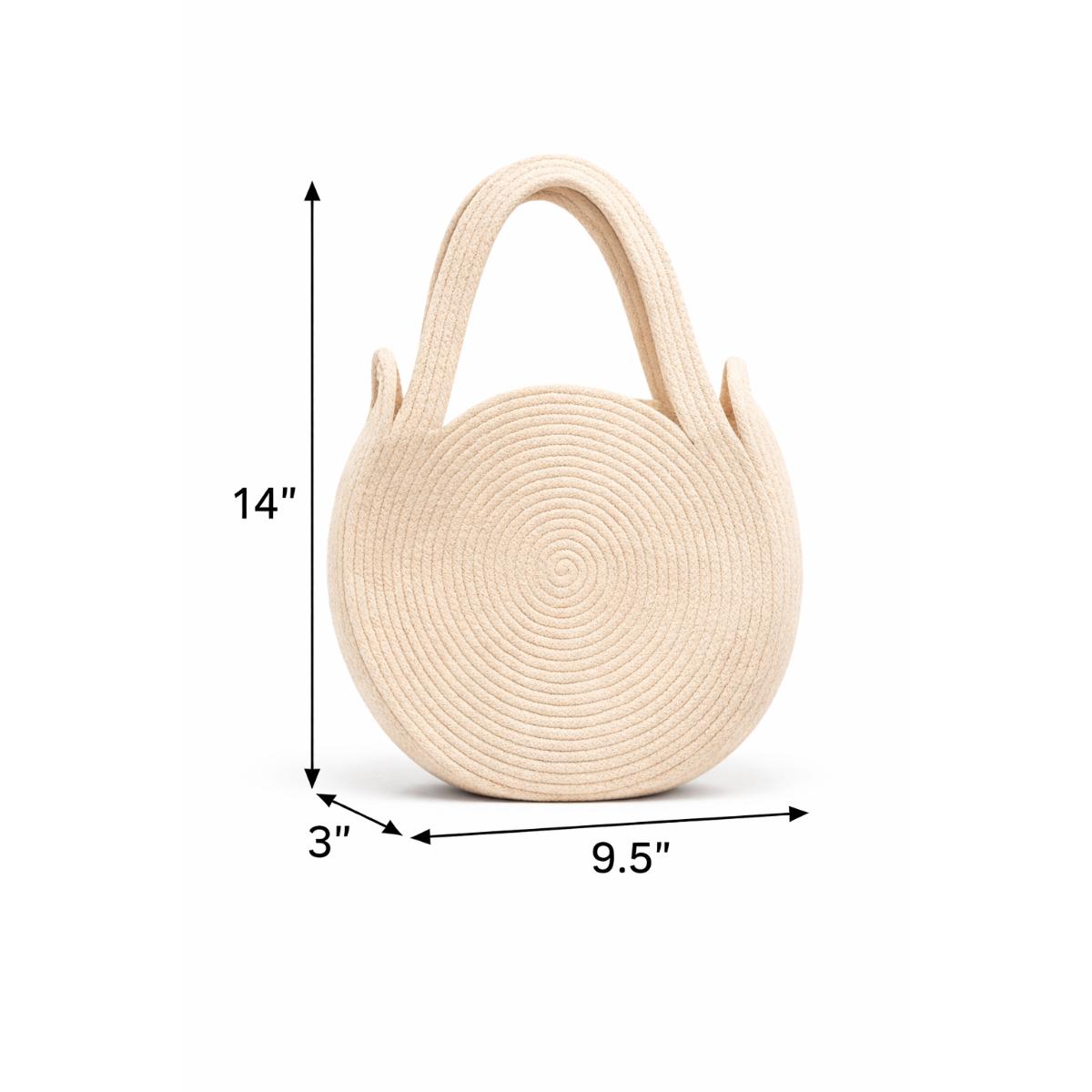 Rudra Kraft Handcrafted Round Rope Handbag – Red Floral Designer Shoulder Bag - Image 3