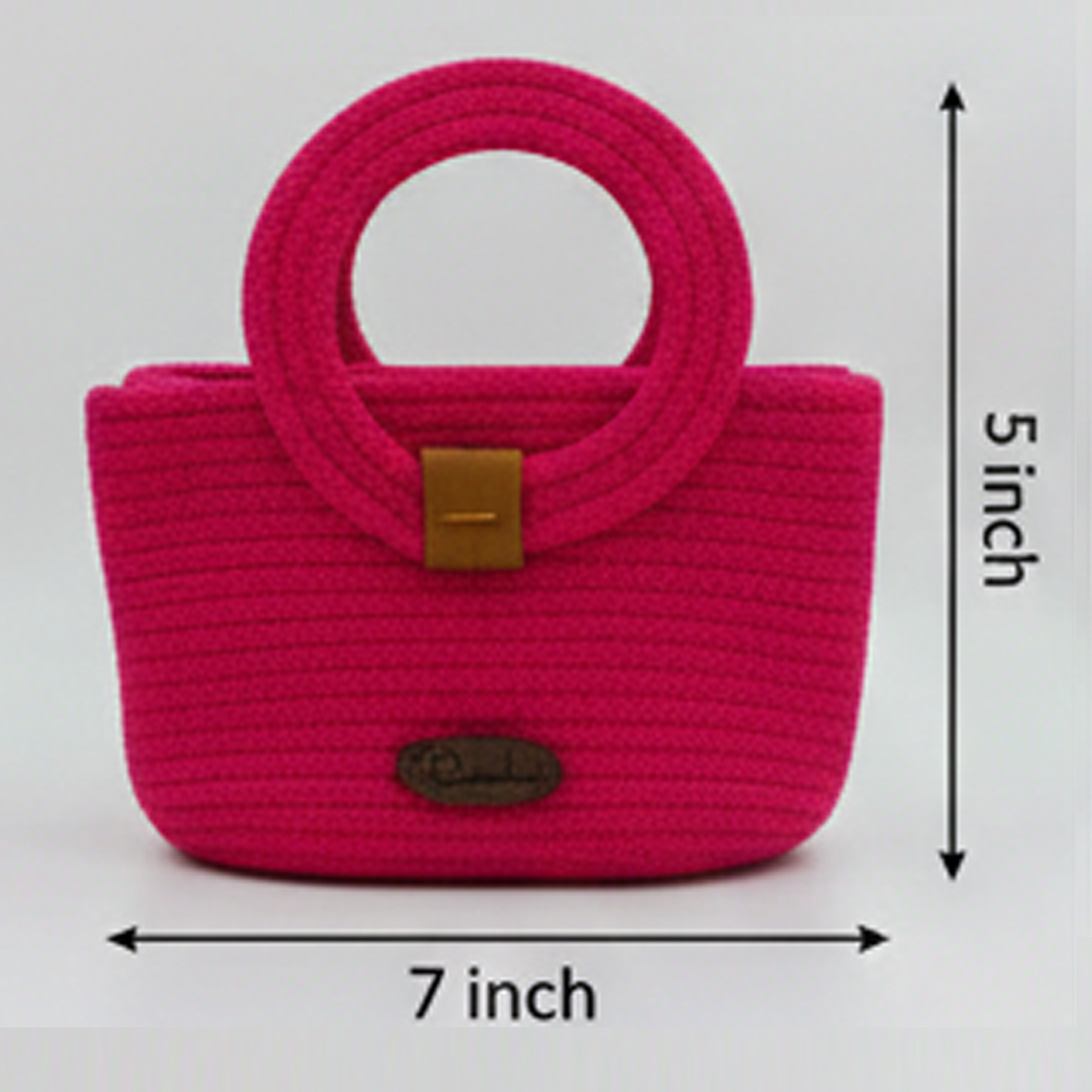 Raahi Handmade Pink Rope Handbag for Women & Girls | Stylish Polyester Tote | Lightweight Casual Hand Bag - Image 3