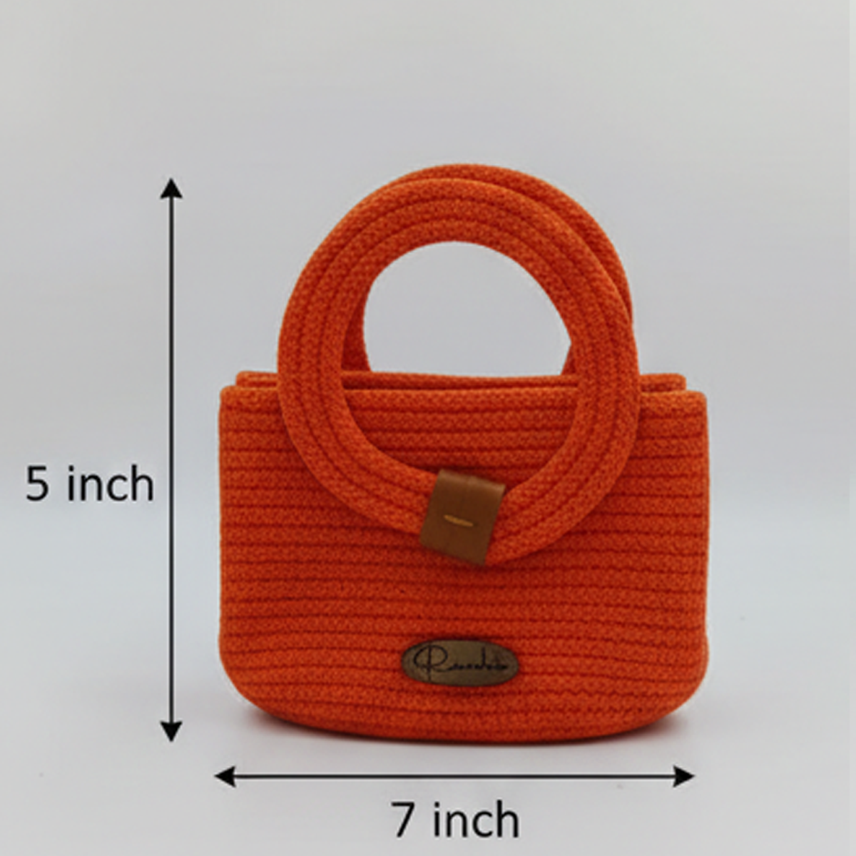 Raahi Handmade Orange Rope Handbag for Women & Girls | Stylish Polyester Tote | Lightweight Casual Hand Bag - Image 3