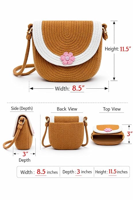 Rudra Kraft Handcrafted Half Moon Rope Sling Bag – Brown & White Designer Crossbody Bag for Women - Image 3