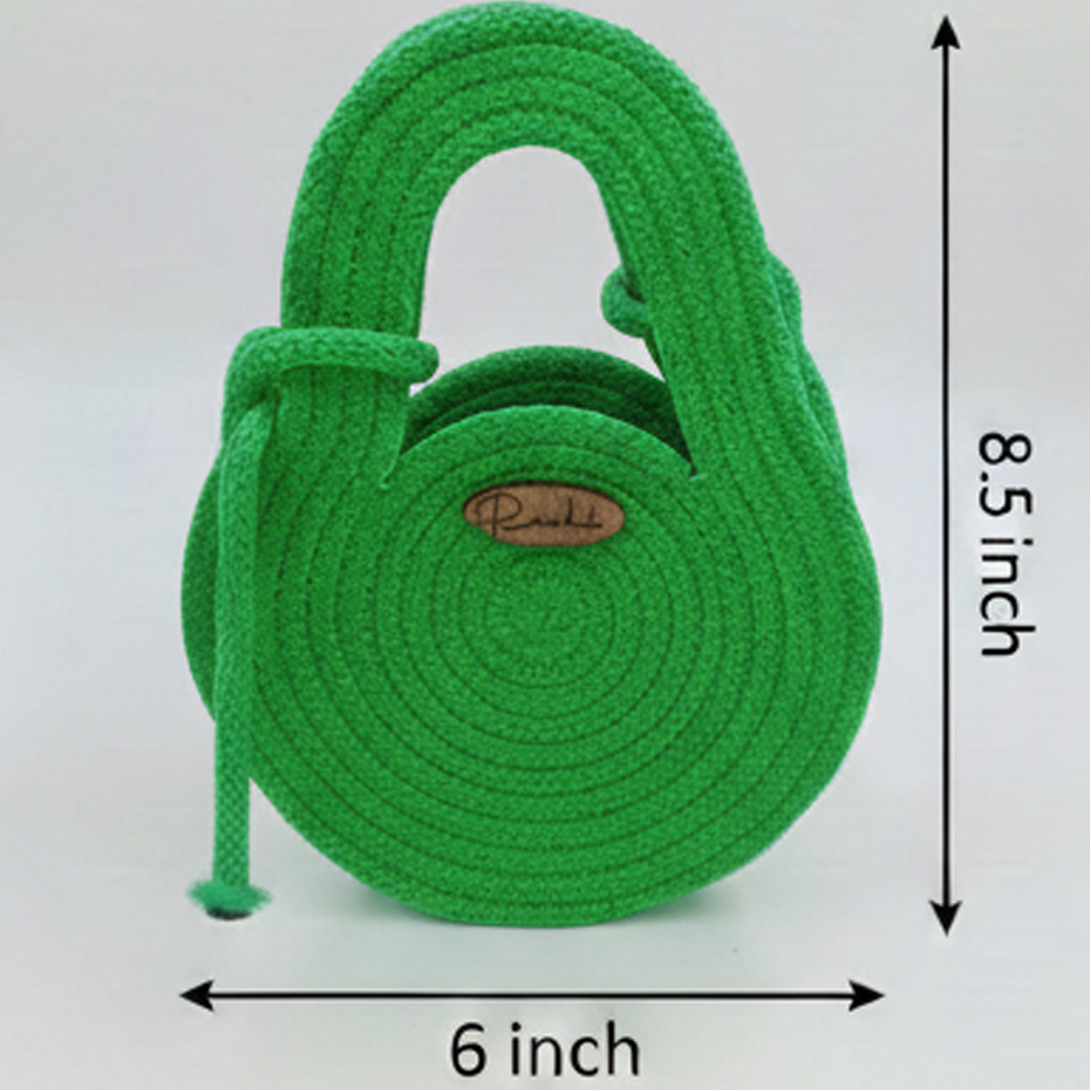 Raahi Handmade Green Round Rope Handbag for Women & Girls | Stylish Polyester Tote | Lightweight Casual Hand Bag - Image 3