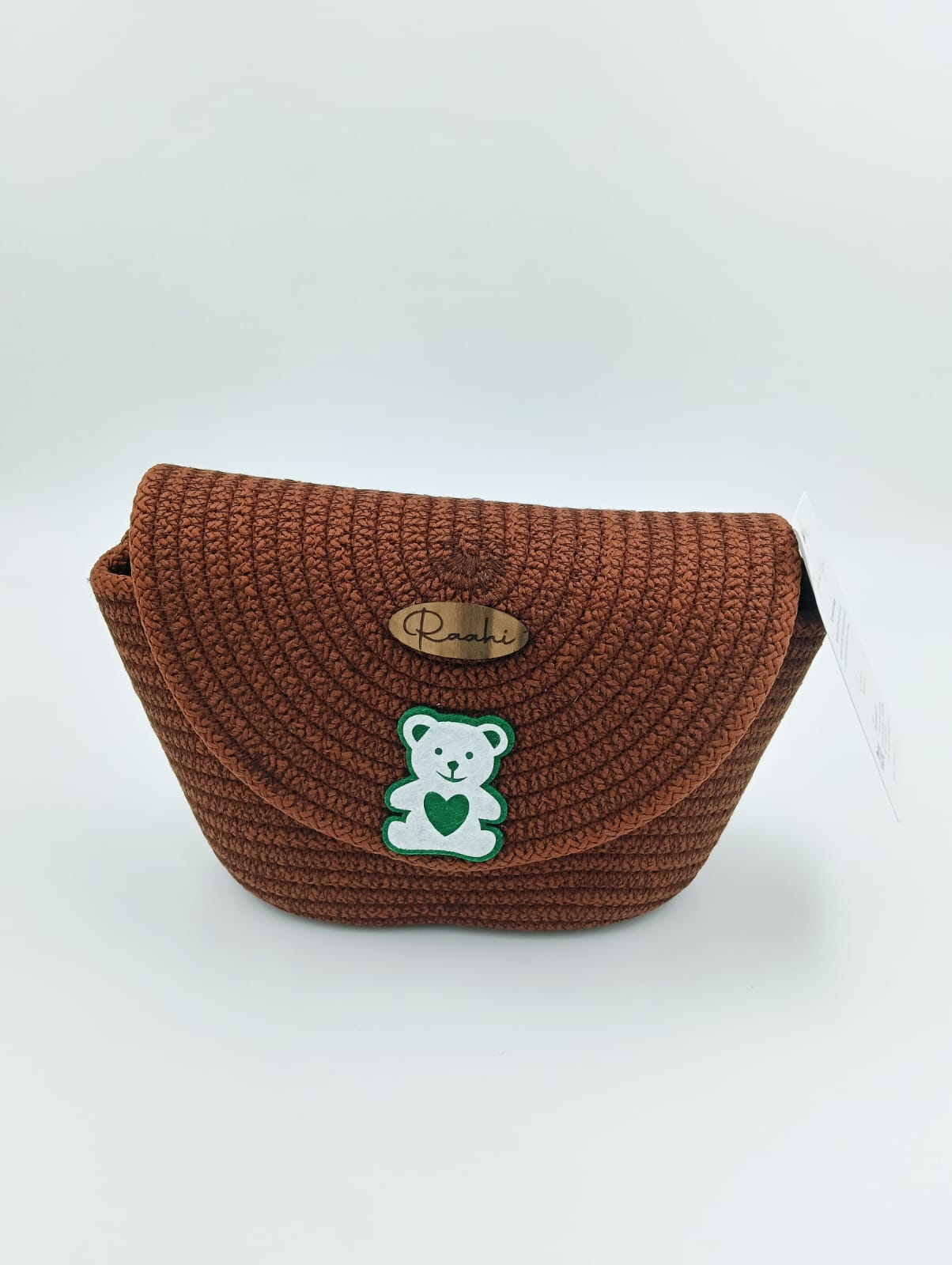 Raahi Handmade Brown Rope Sling Bag for Girls & Women | Teddy Patch Crossbody | Lightweight Polyester Shoulder Bag - Image 5