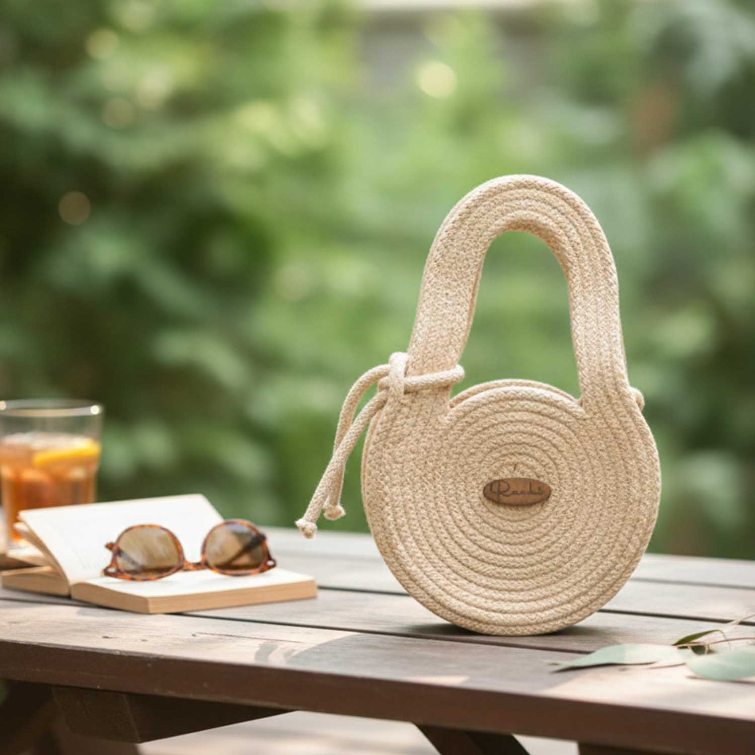 Handwoven Round Crochet Handbag | Minimalist Rope Tote Purse for Women