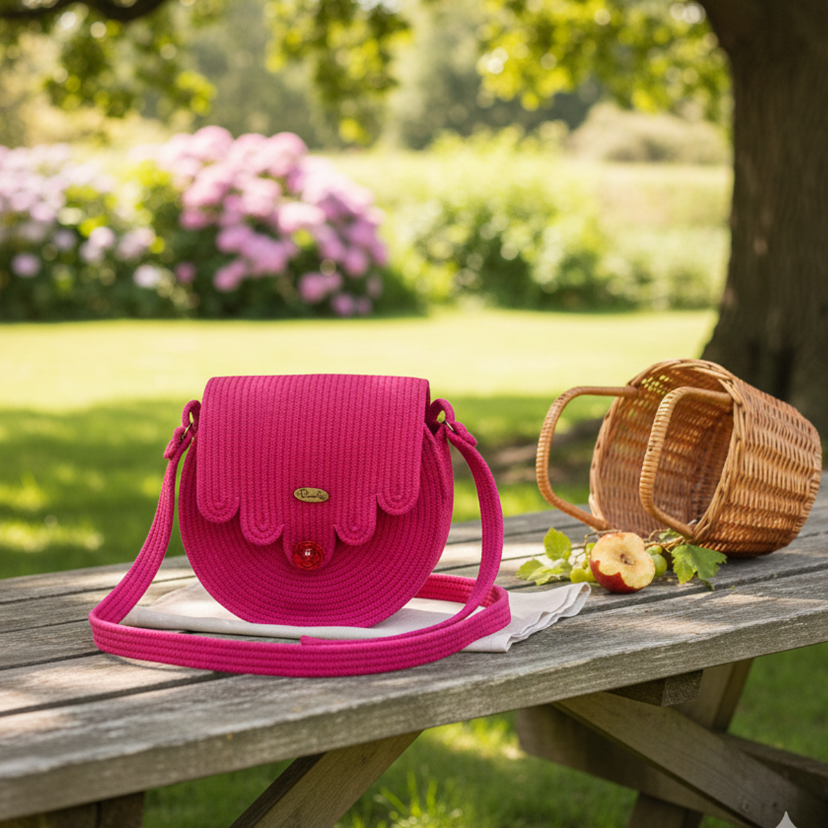 Handmade Pink Cotton Rope Crossbody Bag | Stylish Woven Shoulder Purse for Women | Cute Casual Fashion Handbag